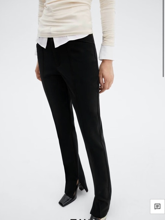 Mango Pants - Mango Black Slim Tailored Split-Hem Pants